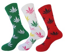 3PK Marijuana Weed Leaf TRUE TO SIZE 18 Inches Long COTTON SOCKS 10-13 set 37