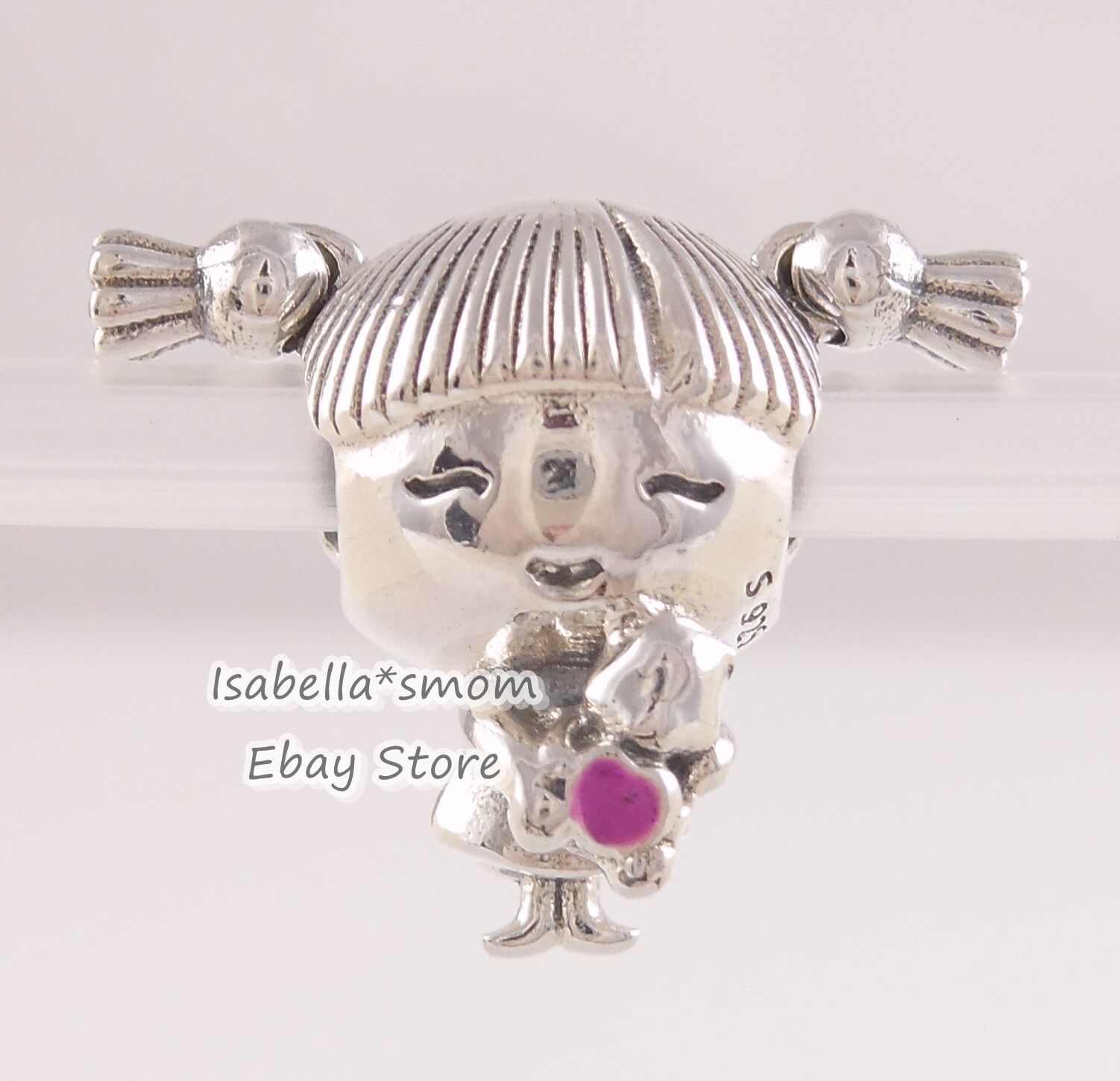 GIRL WITH PIGTAILS Authentic PANDORA Silver/Enamel Charm 798016EN160