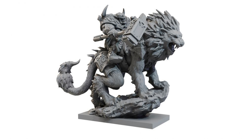 Thumbnail - Kow Riftforged Orcs Stormbringer On Manticore Kings Of War Mantic Orks