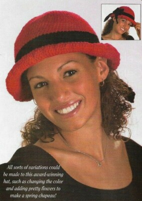 BRIMMED BOW HAT WOMEN'S CROCHET PATTERN INSTRUCTIONS