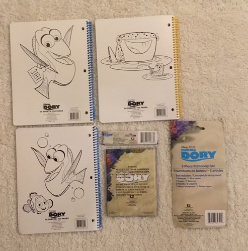 Disney Pixar Finding Dory (3) Notebooks/(1) Dory Journal/5 Piece Stationery Set - Picture 2 of 2