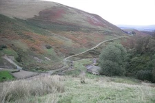 Photo 6x4 Saughtree Grain Farm and outbuildings tucked away in the upper  c2009