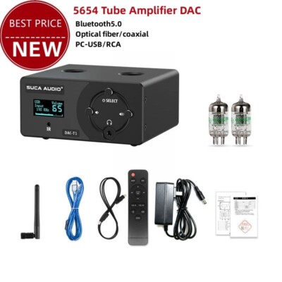 Preamplifier Bluetooth 5.0 5654 Tube Amplifier DAC Decoder Headphone Amp DAC-T1