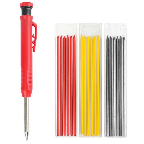 NEW - Solid Carpenter Pencil Set with Refill Leads Woodworking Deep Hole Pencils - Picture 26 of 28