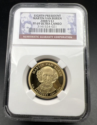 2008 S Martin Van Buren Proof Presidential Dollar Coin NGC PF69 UCAM #21