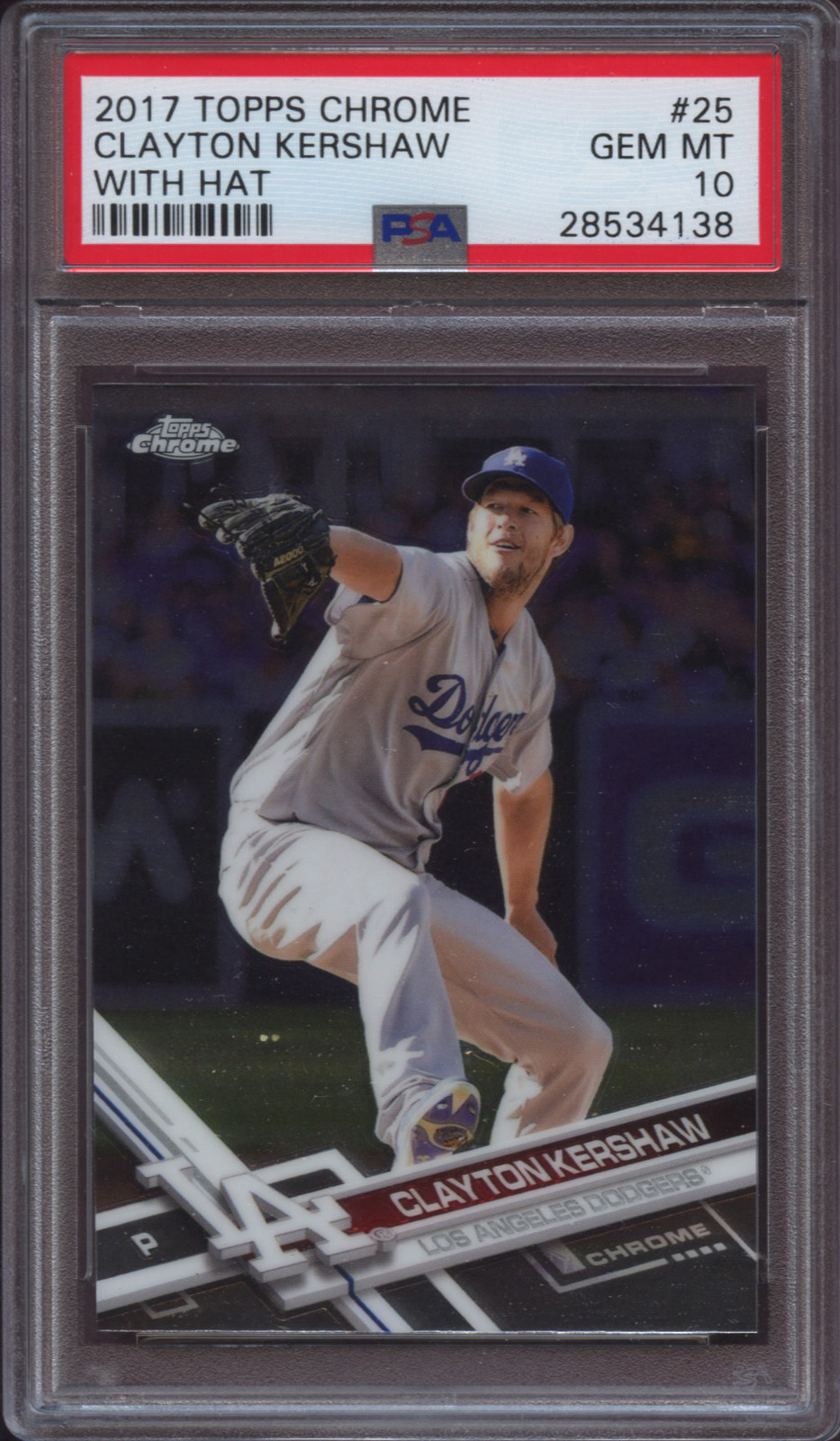 2017 Topps Chrome 25 Clayton Kershaw With Hat PSA 10 Gem Mint Dodgers  view 9