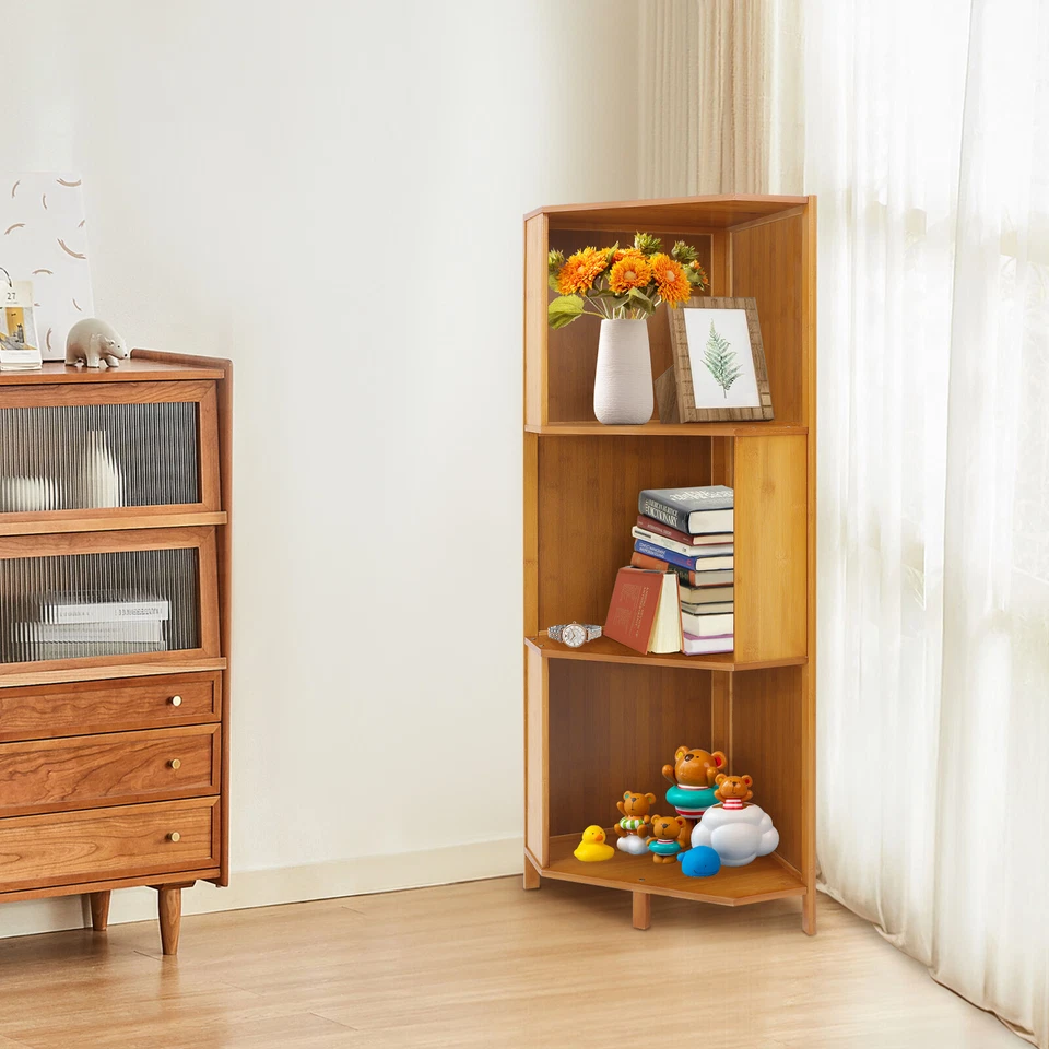 Librería de esquina industrial de 3 estantes - Estantería alta de exhibición en forma de A 3 estantes nueva Foto 2 de 4