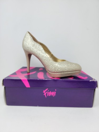 Fioni Womens 7.5 Gold Glitter Party High Heel Pumps Shoes - 第 1/9 張圖片