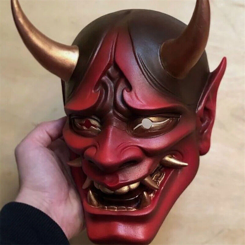 2022 Japanese Hannya Prajna Devil Demon Oni Samurai Mask Latex Halloween Props - Image 3 of 4