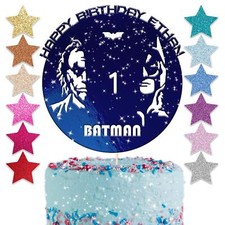 Batman Joker Personalised Cake Topper Happy Birthday Glitter Party Custom Age