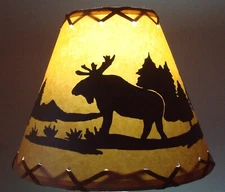 Moose LAMP SHADE w/ Clip-On Bulb Attachment Rustic Country Cottage Cabin 9 inch