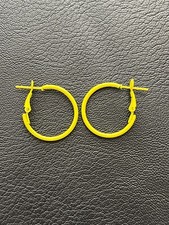 FUN NEW PAIR WOMEN'S HOOP EARRINGS 30MM YELLOW