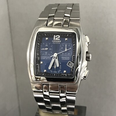Citizen Herren Eco-Drive ewiger Kalender blaues Zifferblatt Armband Uhr BL5140-51L