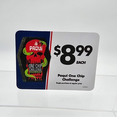 Paqui Display Sign Shelf Tag Retail POS Advertising Collectable, Man Cave, 4''x3''