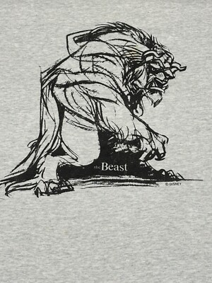 Vintage Disney T-Shirt Men XL Beauty And The Beast Movie Heather
