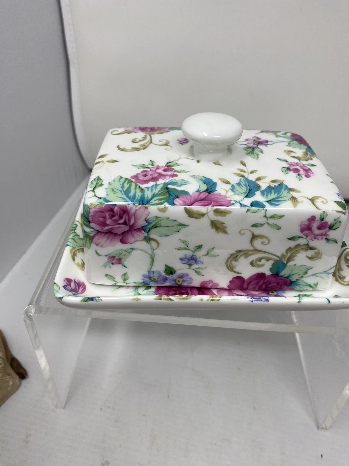 Shannonbridge Floral Butter Dish, made in Ireland