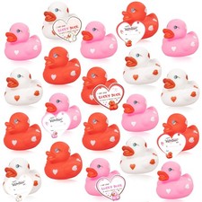20pcs Rubber Ducks with Cards Gift Valentines Day Party Favors Small 2.36  As...