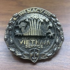 VTG Republic of Vietnam Service Belt Buckle 1962-1975 MACV Serial 1074 1982
