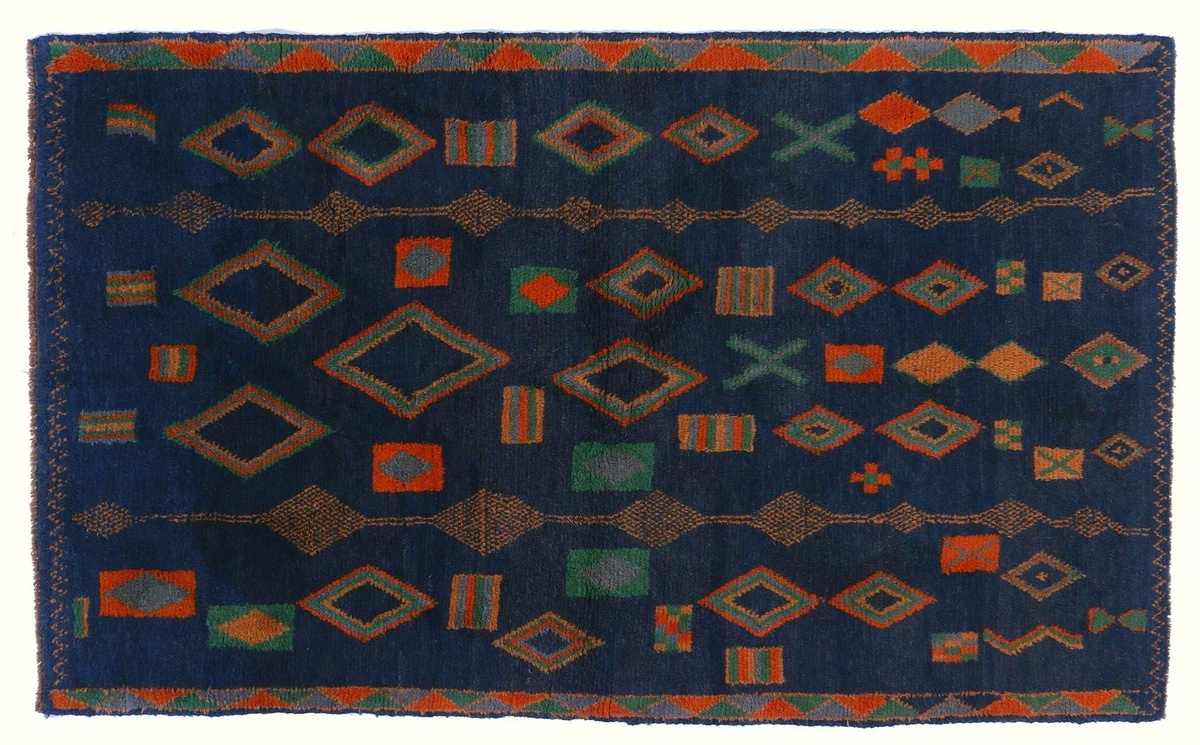 Tapis Gabbeh 162x108 Cm Noué Main – Laine 100% – Marron – Motif Petit – Pièce Unique