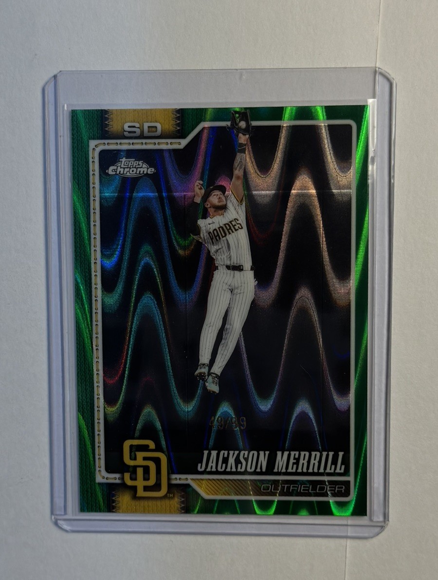 2026 Topps Chrome #137 Jackson Merrill Green Raywave /99 Padres