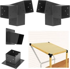 15°Slanted Roof Wall Mount Pergola Bracket kit,3 Way Pergola Brackets for 4" x