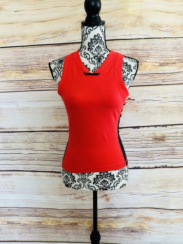 Free People FP Movement Red Electric Sunset Powerwalk Cotton Logo Tank Top S NEW - Picture 4 of 19