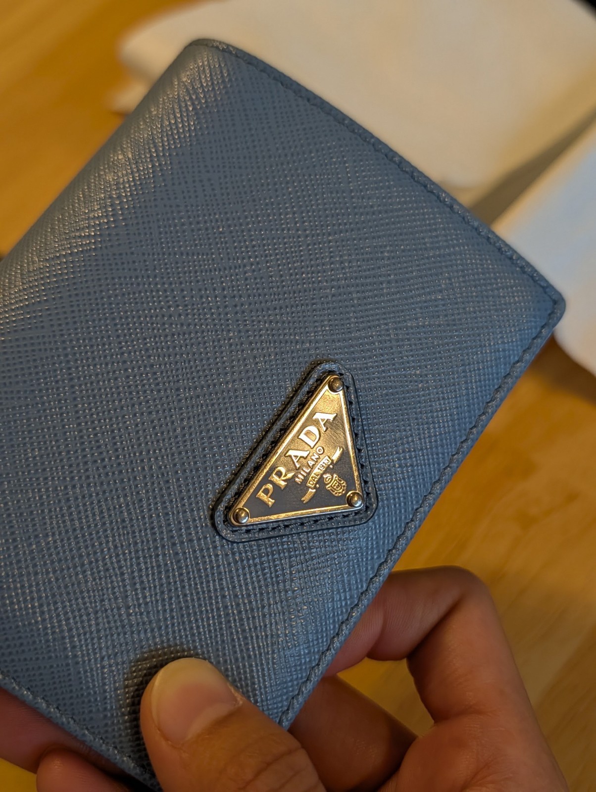 Prada Small Saffiano Wallet — Light Blue — w/ Box, Receipt & Authenticity Cards