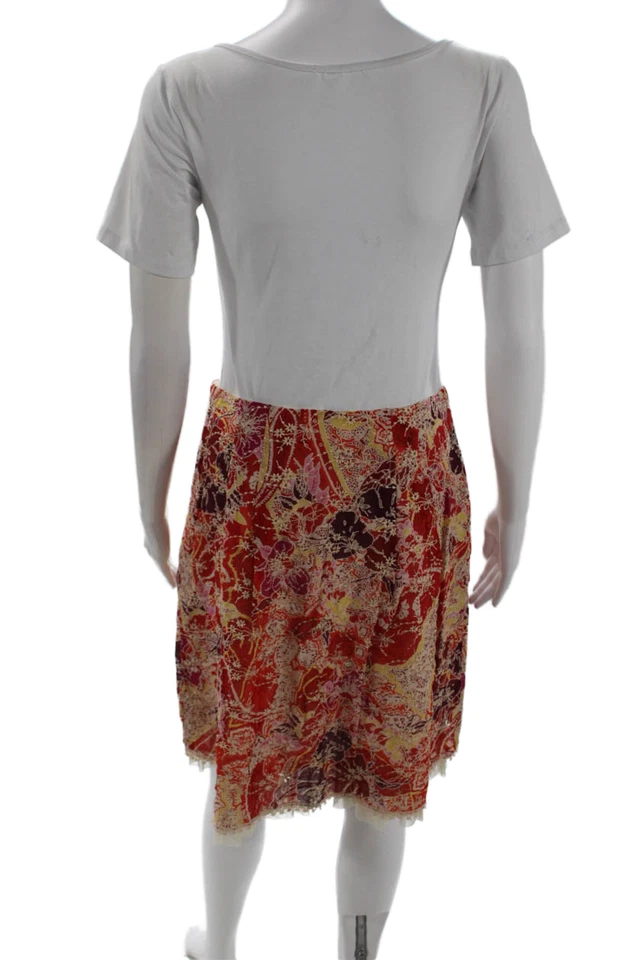 Falda floral roja con cremallera texturizada roja talla 04 Cynthia Cynthia Steffe para mujer Foto 3 de 4