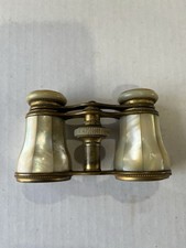 Antique 1850 -1900 Mother of Pearl Brass Opera Glasses W/Case by LeMaire Paris