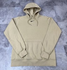 Vintage Nike Center Swoosh Hoodie Sweatshirt Y2K Beige Cream Adult Size M