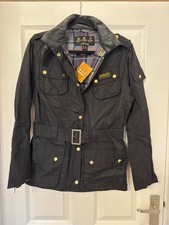 Barbour ladies waxed black jacket size 12. New with tags on