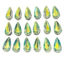 18 Vintage 24mm Swarovski 6100 Almond Crystal AB Top Drilled Beads