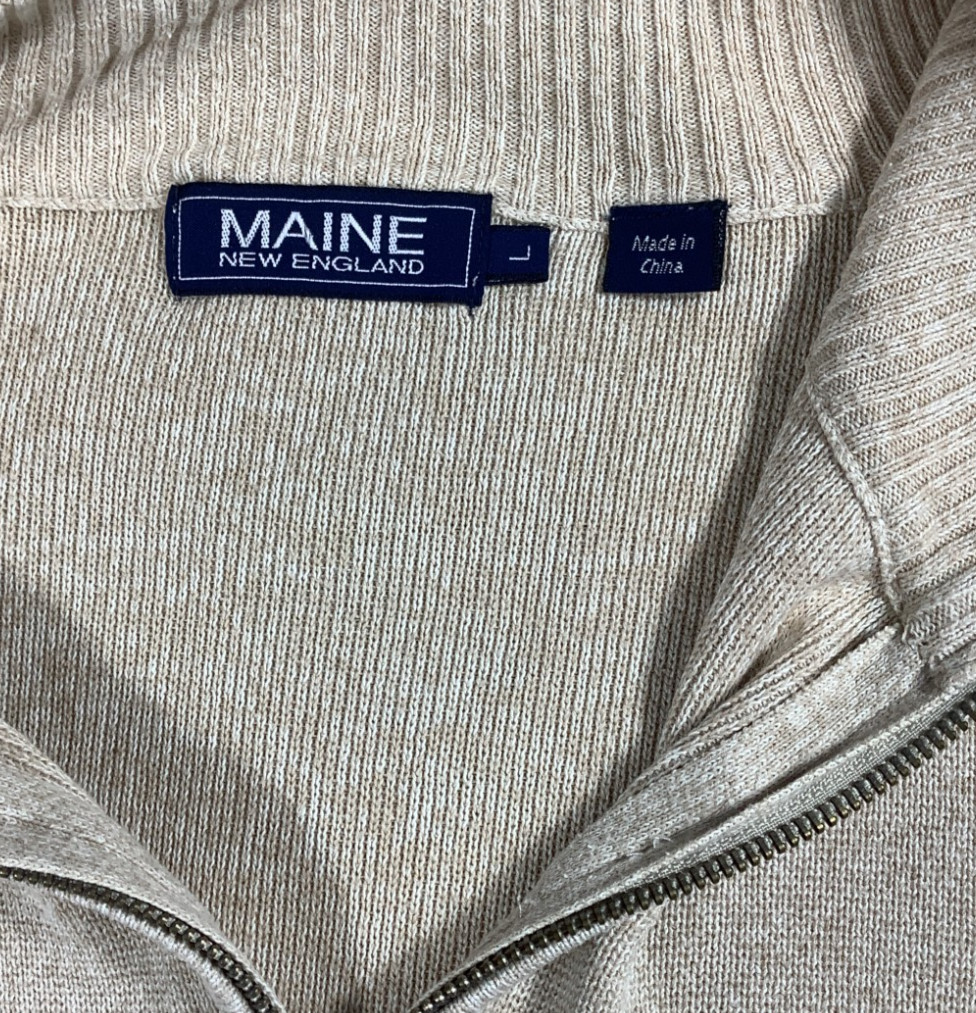 Large Cream Maine Jumper V Neck Pullover Men's Clothing 088x image 5