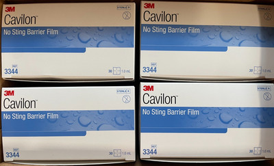 1 case of 3M Cavilon No Sting Sterile Skin Barrier Film Wipes 1.0 mL 3344 120Pk