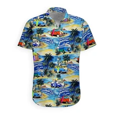 Campervan Hawaii Shirt Hawaiian Shirt Aloha Summer Casual Beachwear