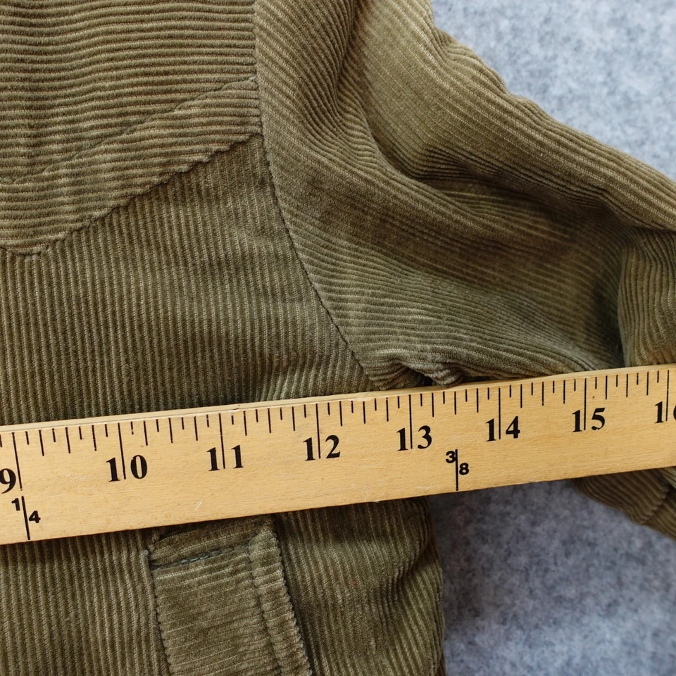 Vintage 70s Corduroy Jacket Kids 4T Green Sherpa Talon Zip Western Knit Collar - Image 4 of 4