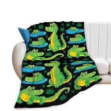 Alligator Crocodile Soft Throw Blanket Microplush Warm Tufted 50x40 Inch