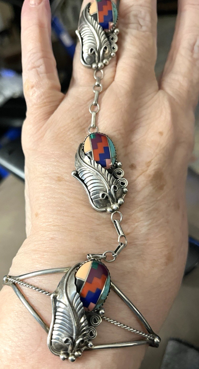 H Signed Native American Slave Cuff Bracelet Vint… - image 11