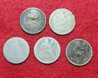 1877 Silver Seated Liberty 10c Ten Cents Lot Of 5