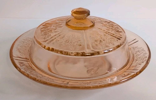 Pink Depression Federal Glass Sharon Butter Dish & Lid 🌷