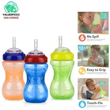 Easy Grip No-Spill Sippy Cups - 3-Pack in Blue, Green  Orange for 12- 
