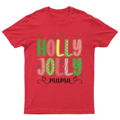 Holly Jolly Mama Weihnachten T-Shirt Unisex Geschenk Retro Lustig Damen Vintage Herren