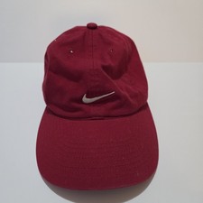Nike Hat Cap Adjustable Red Embroidered Swoosh Check Casual Youth 4-7