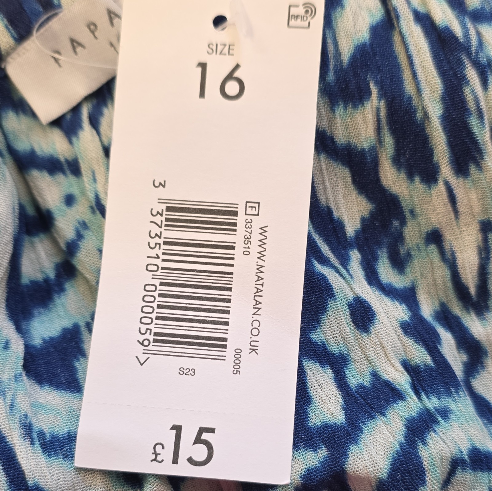 Papaya Blue White Abstract Print Ruffle Crop Top Blouse Elastic Waist Size 16 image 9