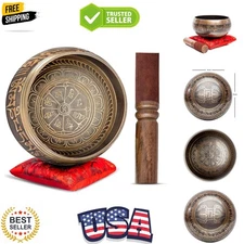 Tibetan Singing Bowl Set Authentic – Handmade in Nepal Sound & Meditation Bow...