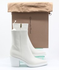 GIANVITO ROSSI DYLAN WOMENS ANKLE BOOTS BLOCK HEEL WHITE UK 7 EU 40 RRP £950 AD