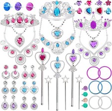 48 Pcs Princess Jewelry Girls Princess Dress up Accessories Kids Play Jewelry