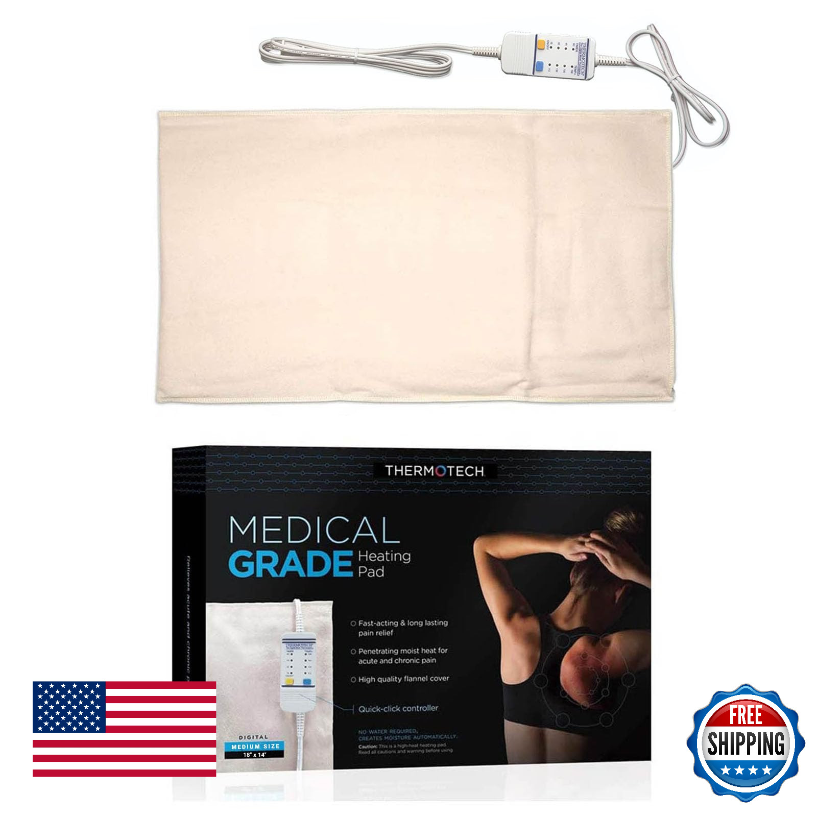 Thermotech Medical Grade Digital Heating Pad, 18x14, Automat