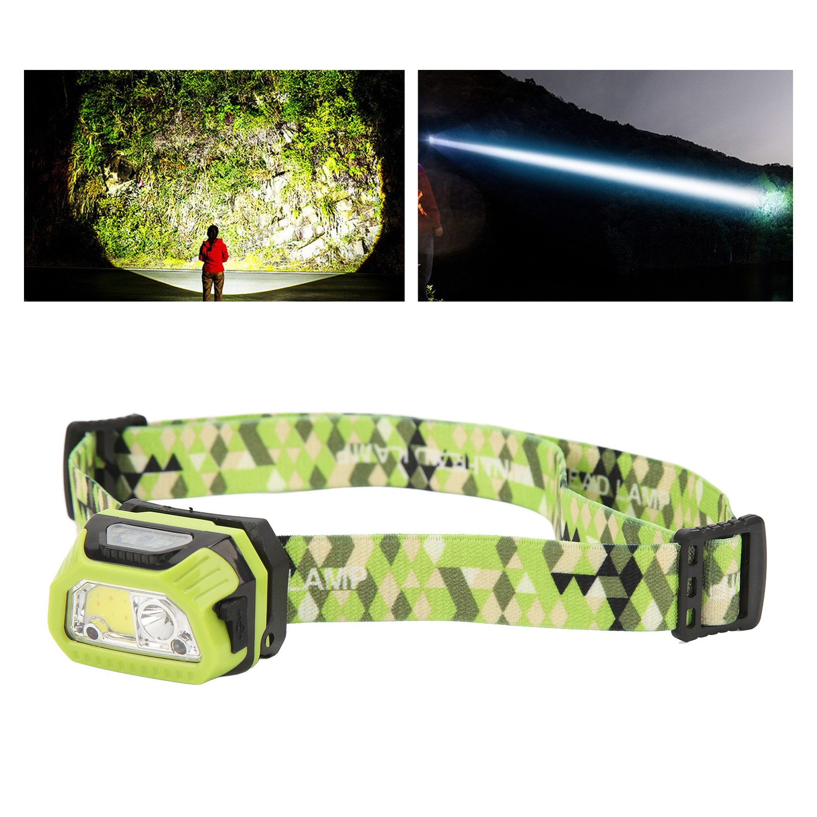 LED Induction Headlamp Waterproof Headband Flashlight For Night Fishing //