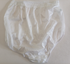 Large Sedu Myonne vtg Shiny Silky White Nylon Panties Lace Trim USA Made 32 34"